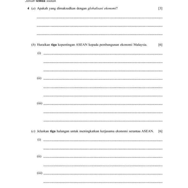 Kertas Soalan Peperiksaan Tahun-tahun Lepas STPM Geografi 